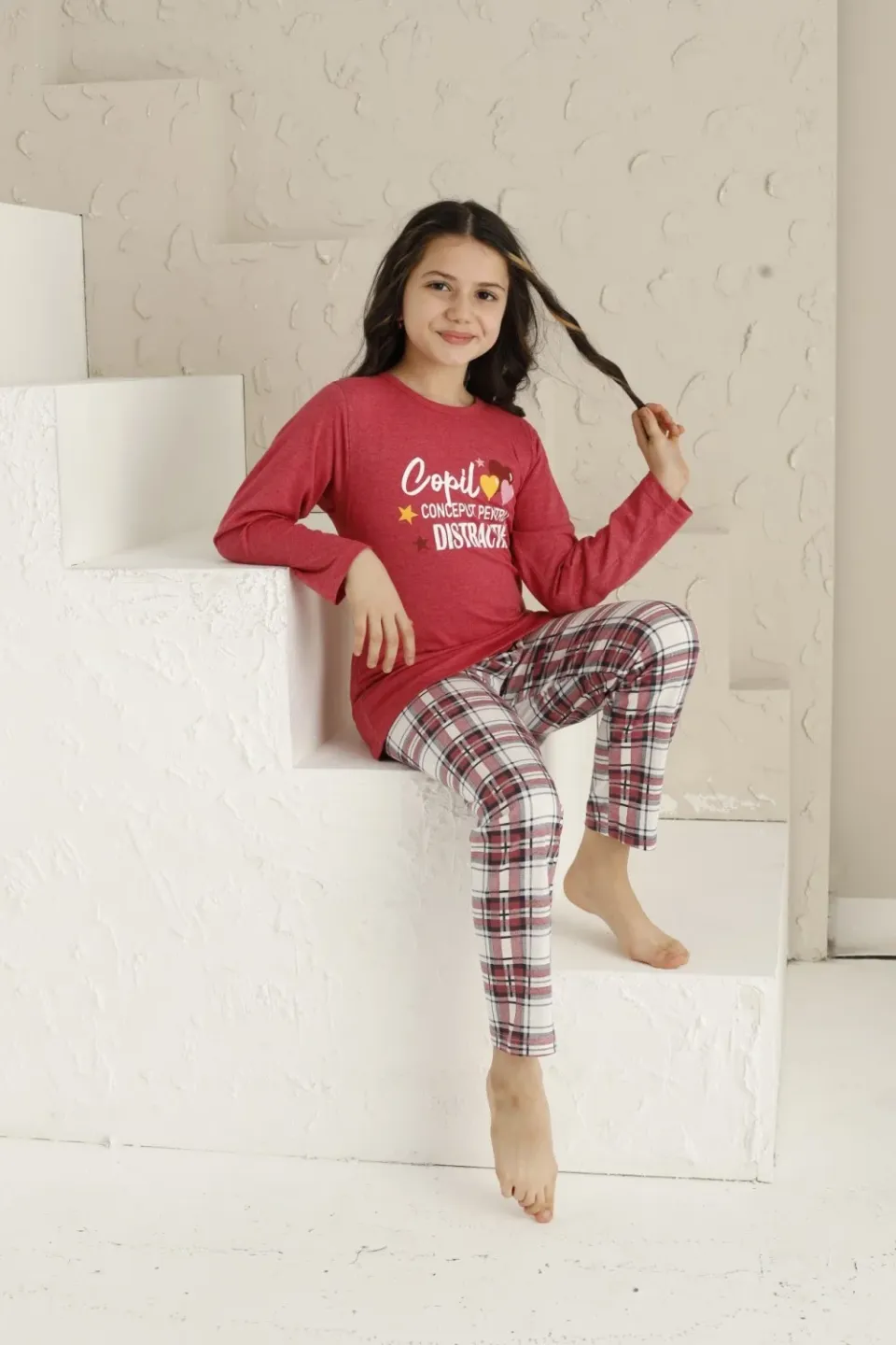 Pijama Fete, Mânecă Lungă, Distracție, Roz - 3