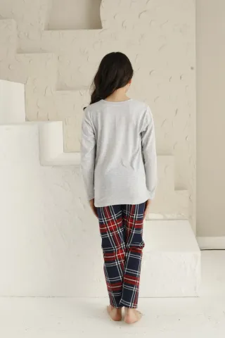 Pijama Fete Gri cu Mâneca Lungă, Imprimeu We Are Family hover