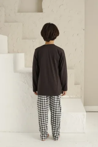 Pijama pentru băieți cu mânecă lungă si pantaloni lungi, imprimeu Happy Children's Day hover