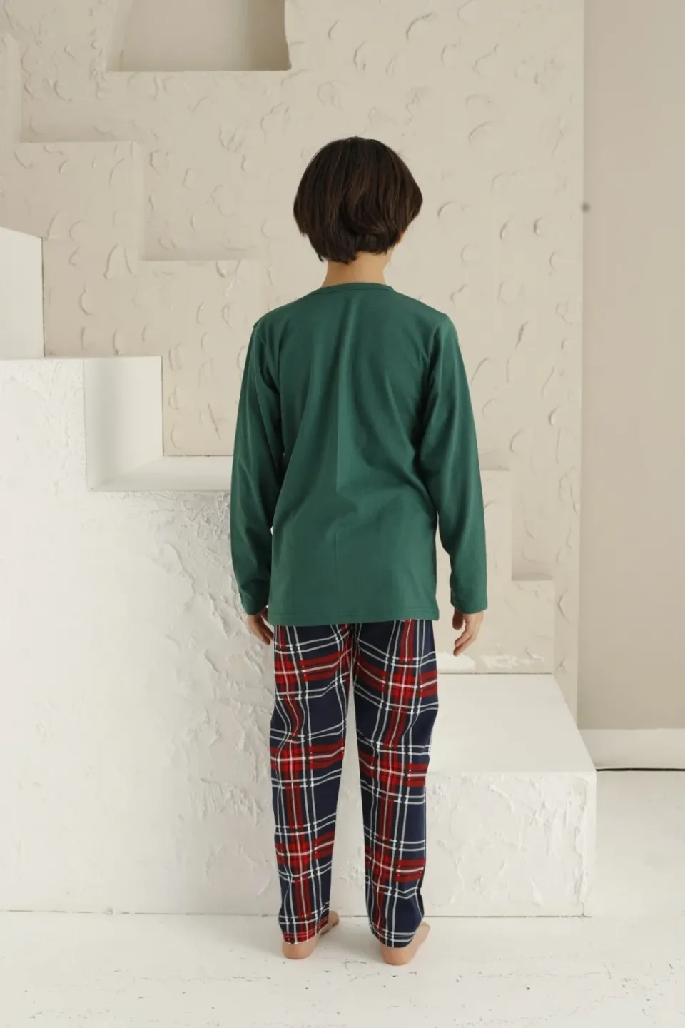 Pijama băieți, mânecă lungă si pantaloni lungi, imprimeu We Are Family - 3