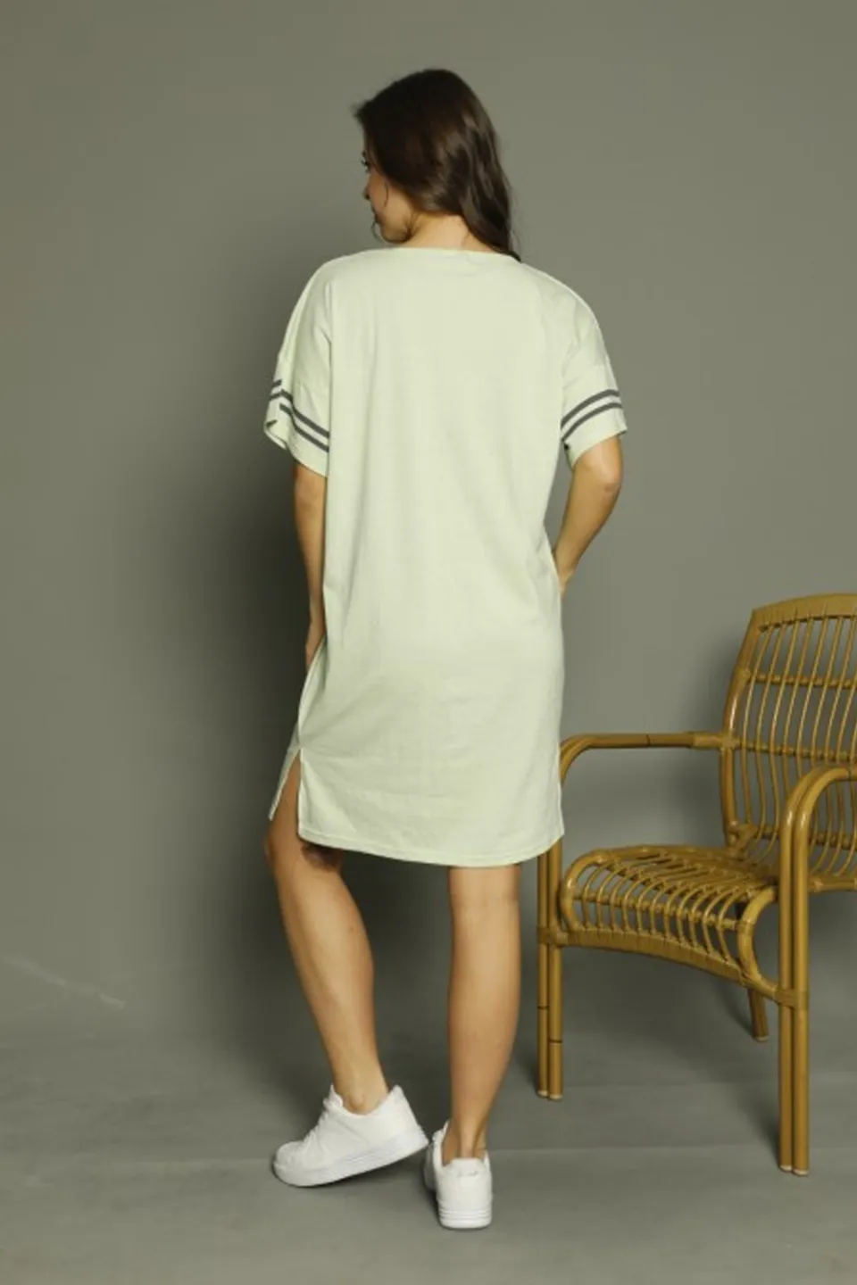 Rochie casual Marilyn Mood, imprimeu ursuleț, verde - 3