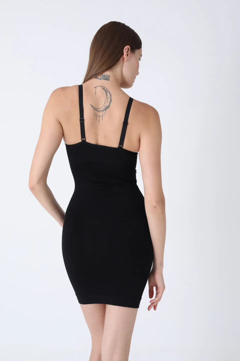 Rochie corset cu bretele reglabile și bandă din silicon – negru - 2