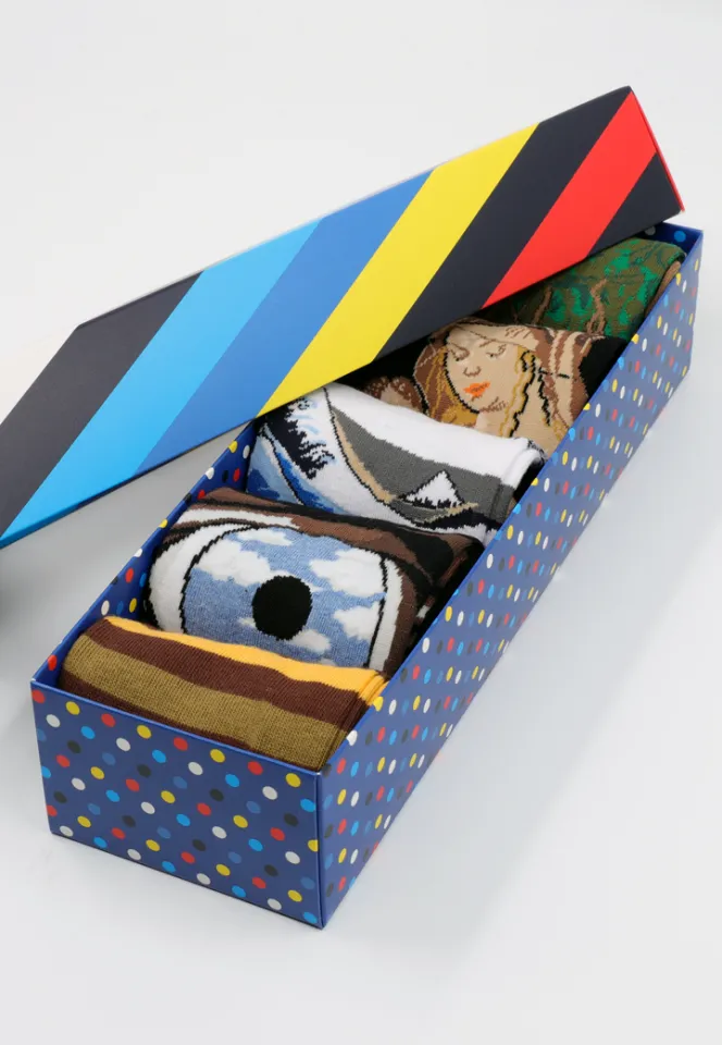 Set 5 Perechi Șosete Bărbați Serena – Multicolore, cu Imprimeuri Vesele, în Cutie Cadou