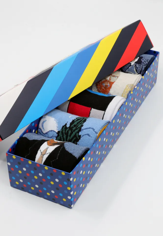 Set 5 Perechi Șosete Bărbați Serena – Multicolore, cu Imprimeuri Vesele, în Cutie Cadou