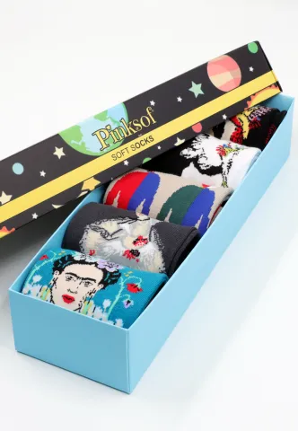 Set 5 Perechi Șosete Bărbați Serena – Multicolore, cu Imprimeuri Vesele, în Cutie Cadou