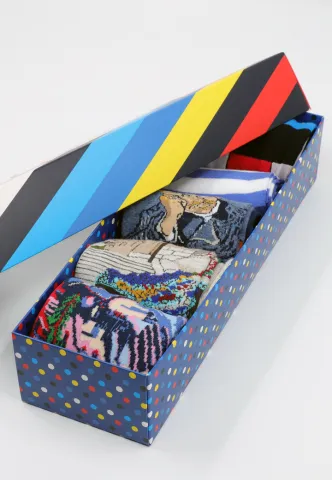 Set 5 Perechi Șosete Bărbați Serena – Multicolore, cu Imprimeuri Vesele, în Cutie Cadou