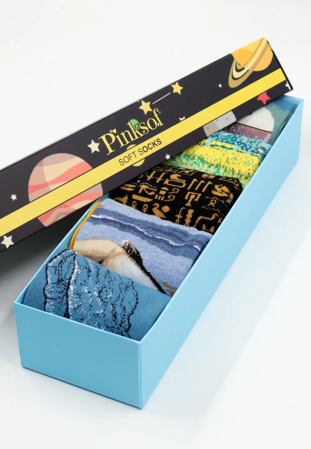 Set 5 Perechi Șosete Bărbați Serena – Multicolore, cu Imprimeuri Vesele, în Cutie Cadou - 1