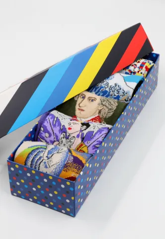 Set 5 Perechi Șosete Bărbați Serena – Multicolore, cu Imprimeuri Vesele, în Cutie Cadou