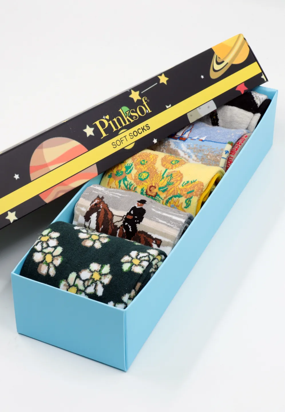 Set 5 Perechi Șosete Bărbați Serena – Multicolore, cu Imprimeuri Vesele, în Cutie Cadou - 1