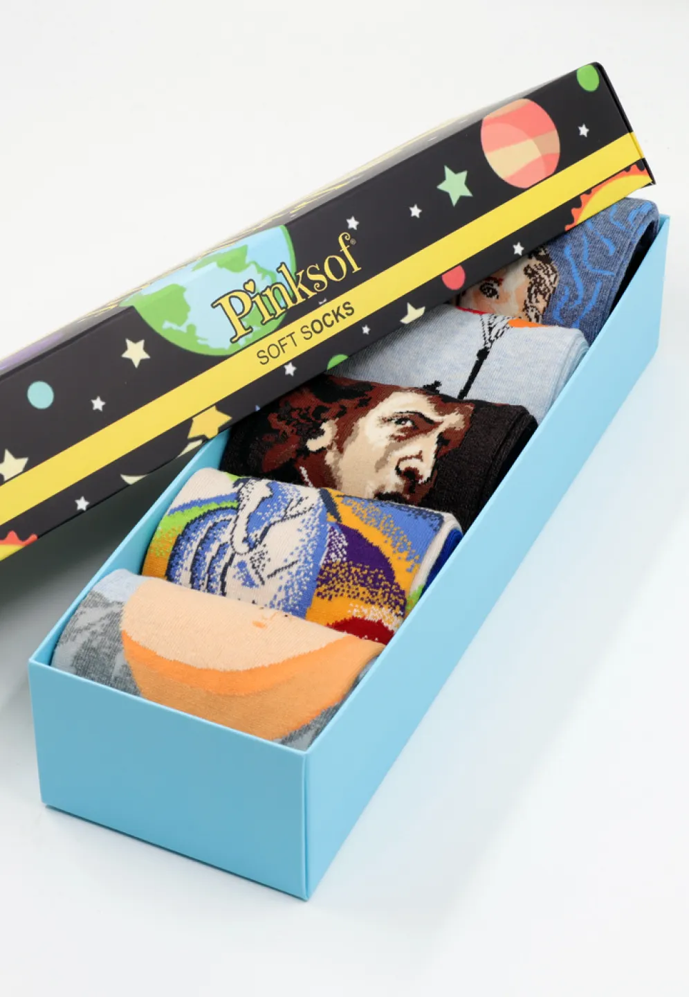 Set 5 Perechi Șosete Bărbați Serena – Multicolore, cu Imprimeuri Vesele, în Cutie Cadou - 1