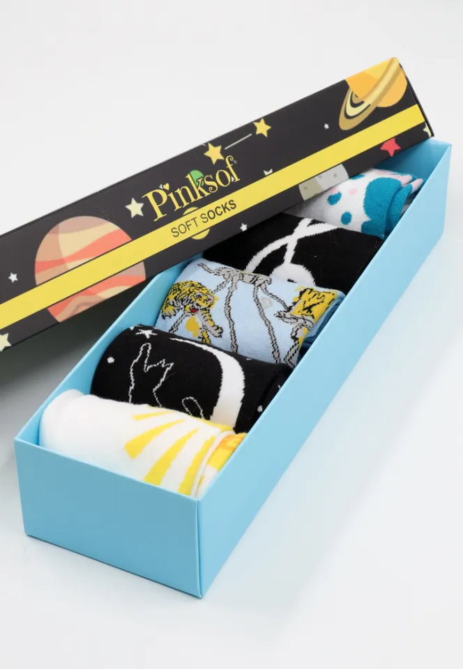 Set 5 Perechi Șosete Damă Serena – Multicolore, cu Imprimeuri Vesele, în Cutie Cadou