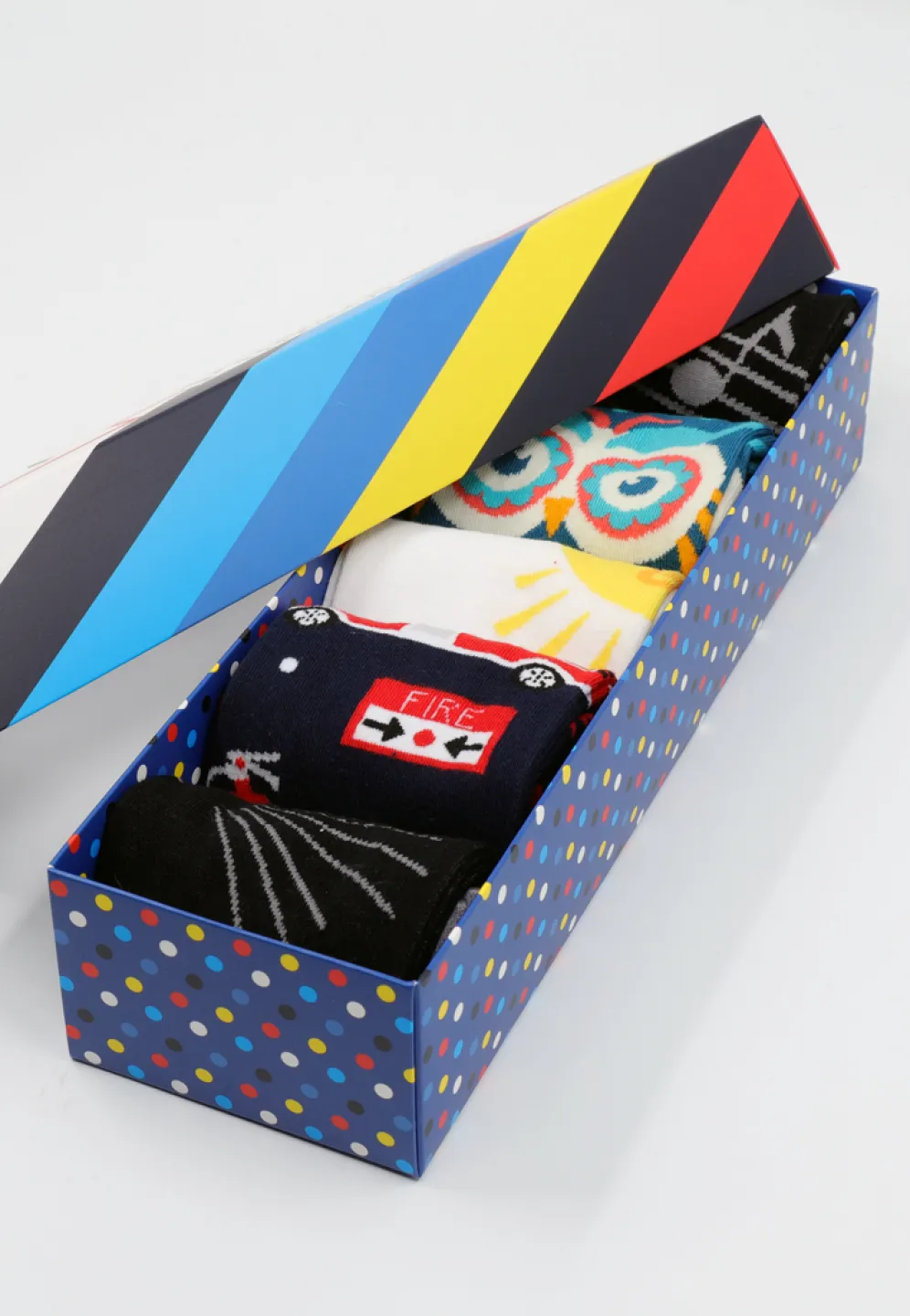 Set 5 Perechi Șosete Damă Serena – Multicolore, cu Imprimeuri Vesele, în Cutie Cadou - 1