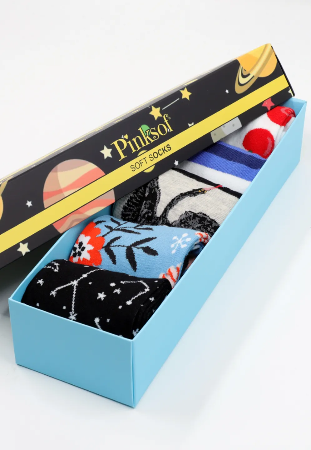 Set 5 Perechi Șosete Unisex Serena – Multicolore, cu Imprimeuri Vesele, în Cutie Cadou - 1