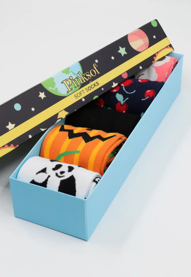 Set 5 Perechi Șosete Unisex Serena – Multicolore, cu Imprimeuri Vesele, în Cutie Cadou