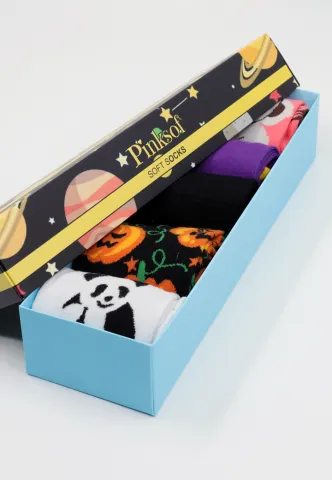 Set 5 Perechi Șosete Unisex Serena – Multicolore, cu Imprimeuri Vesele, în Cutie Cadou