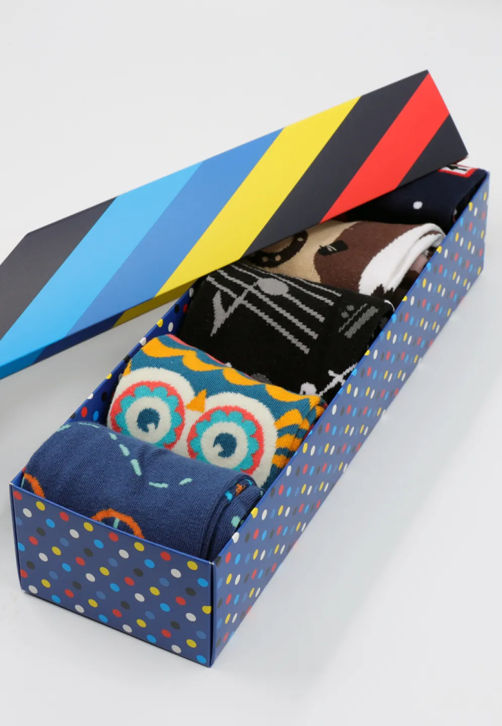 Set 5 Perechi Șosete Unisex Serena – Multicolore, cu Imprimeuri Vesele, în Cutie Cadou - 1