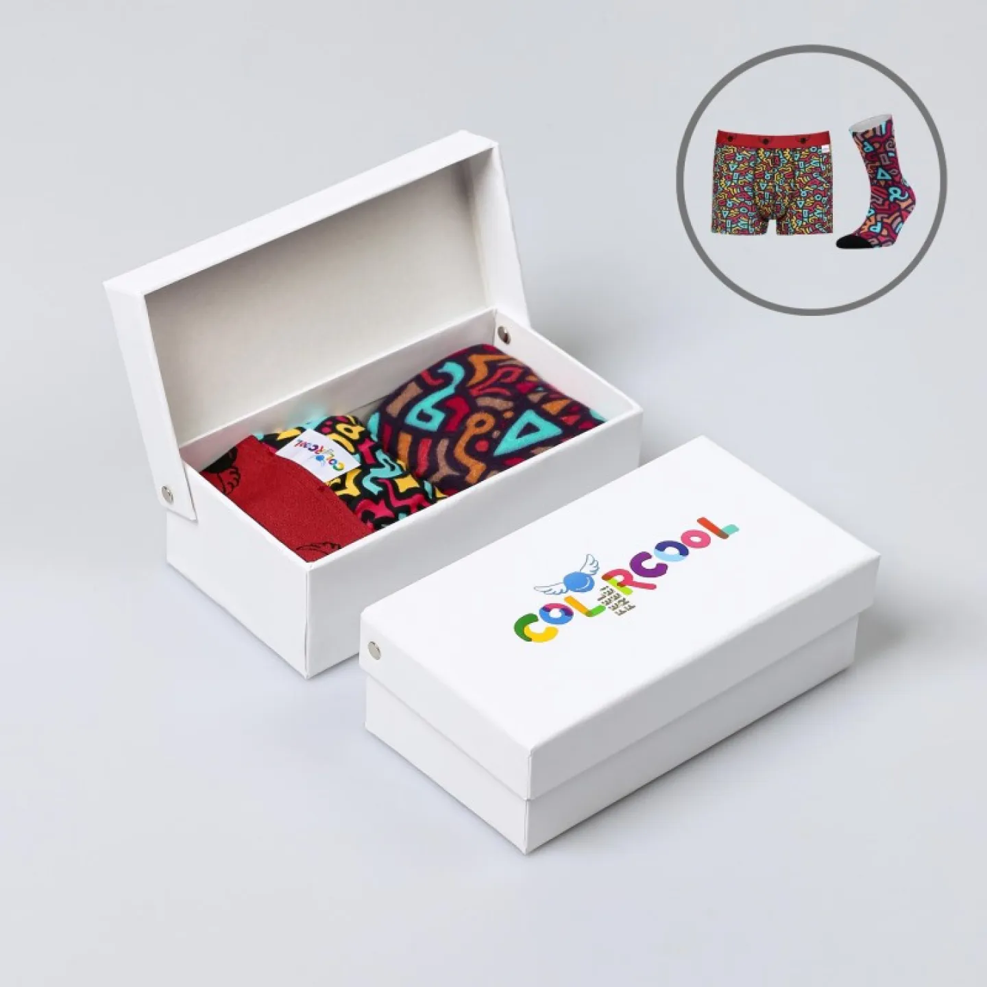 Set Barbati Boxeri și Șosete Graffiti - Imprimeu Color Bomb - 1