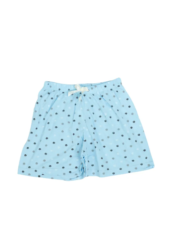 Short damă pijama din bumbac, blue, imprimeu buline