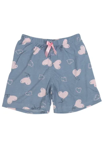 Short damă pijama din bumbac, gri inchis, imprimeu baloane