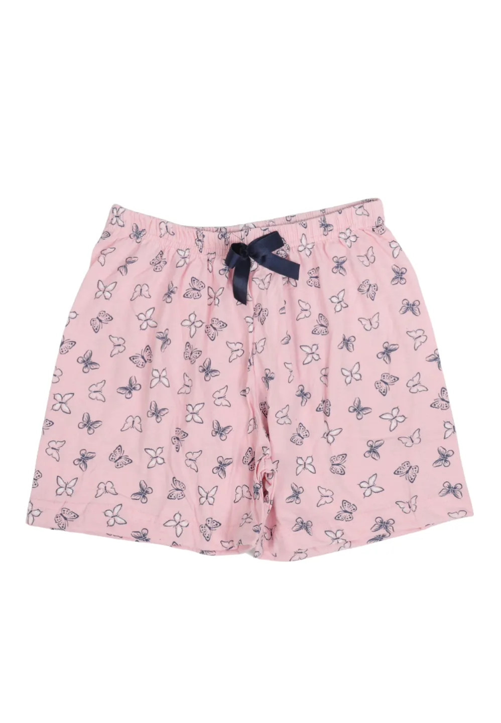 Short damă pijama din bumbac, roz, imprimeu fluturi - 1