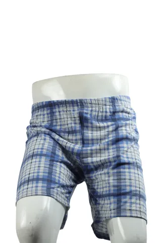 Short de pijama bărbați carouri alb-albastru, bumbac