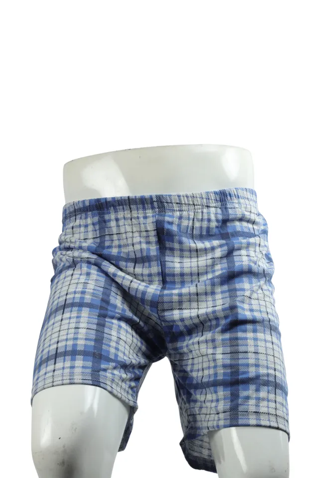 Short de pijama bărbați carouri alb-albastru, bumbac