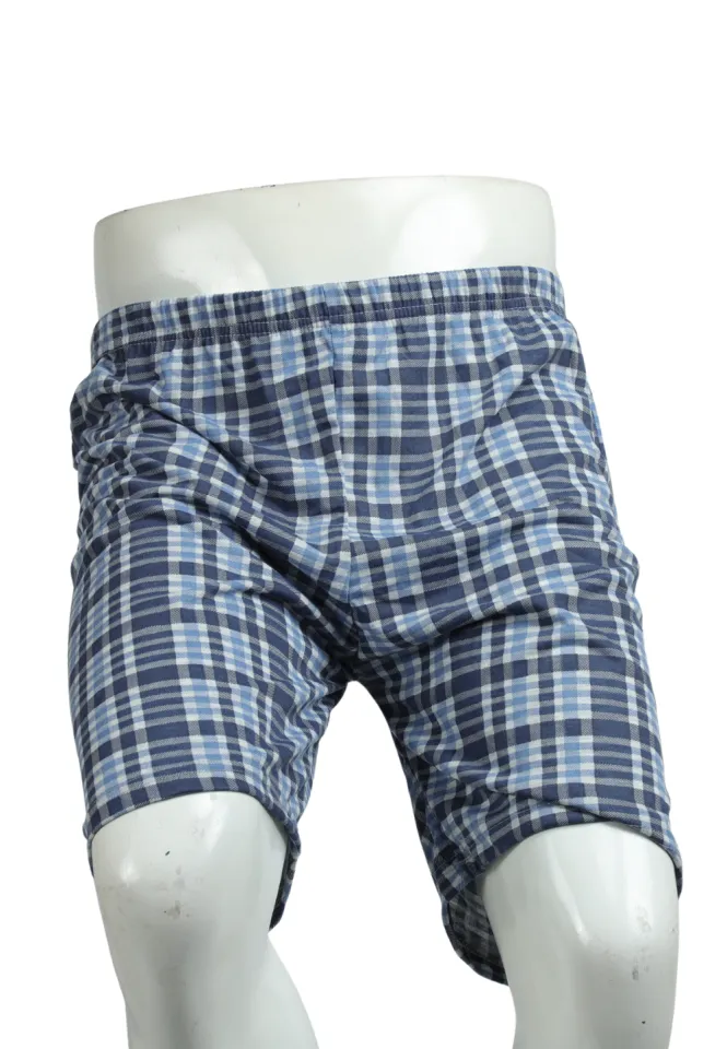 Short de pijama bărbați carouri albastru, bumbac