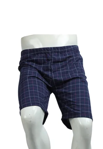 Short de pijama bărbați carouri bleumarin, bumbac