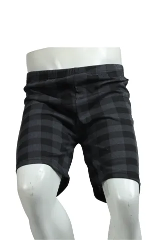 Short de pijama bărbați carouri negru, bumbac
