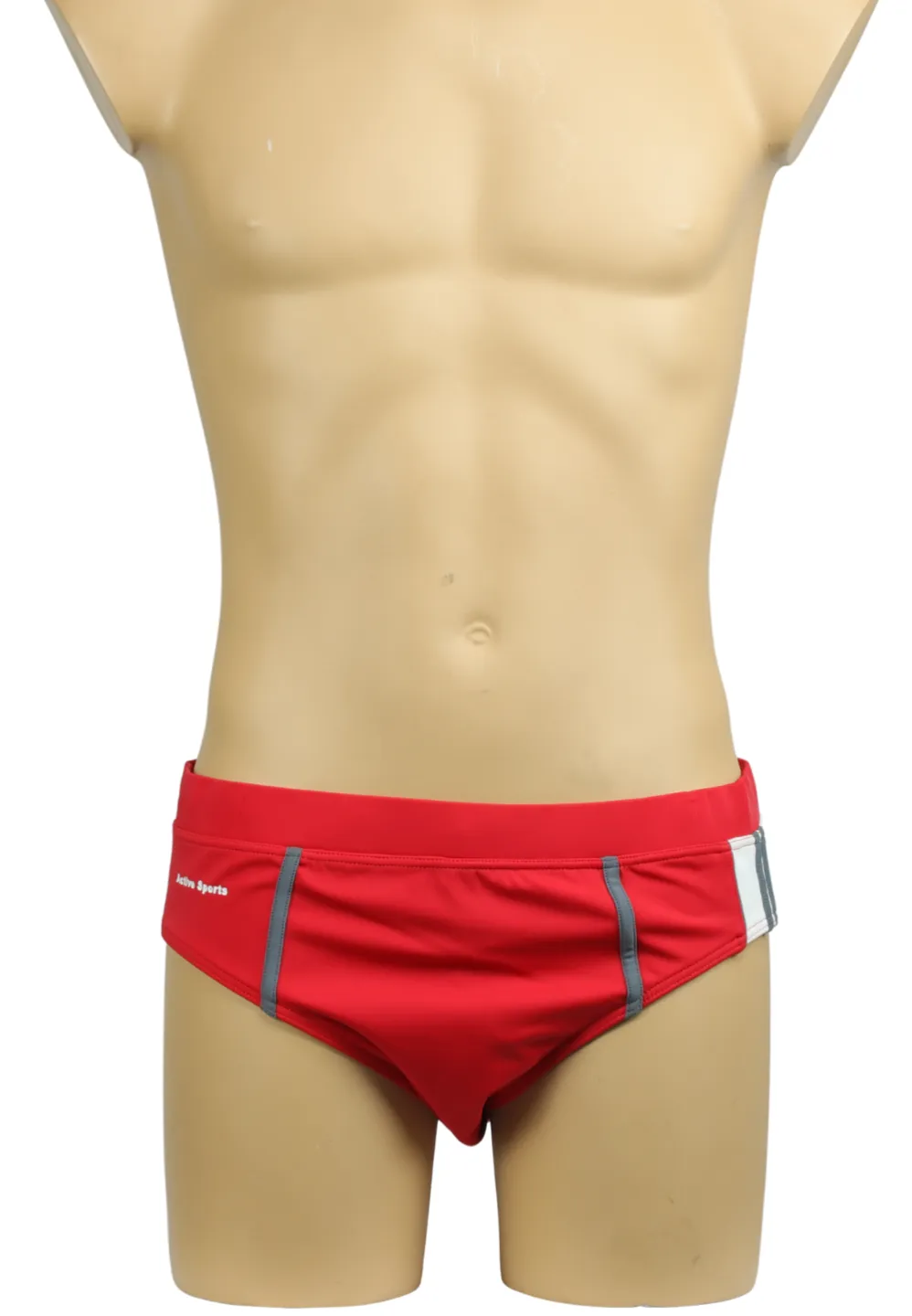 Slip de plajă bărbați roșu „Active Sports” cu dungi gri - 1