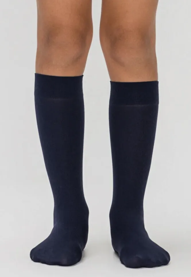 Șosete fetițe bumbac, Penti Pretty ..Extra Kotton'' 90 DEN, până la genunchi, mate, opace, bleumarin