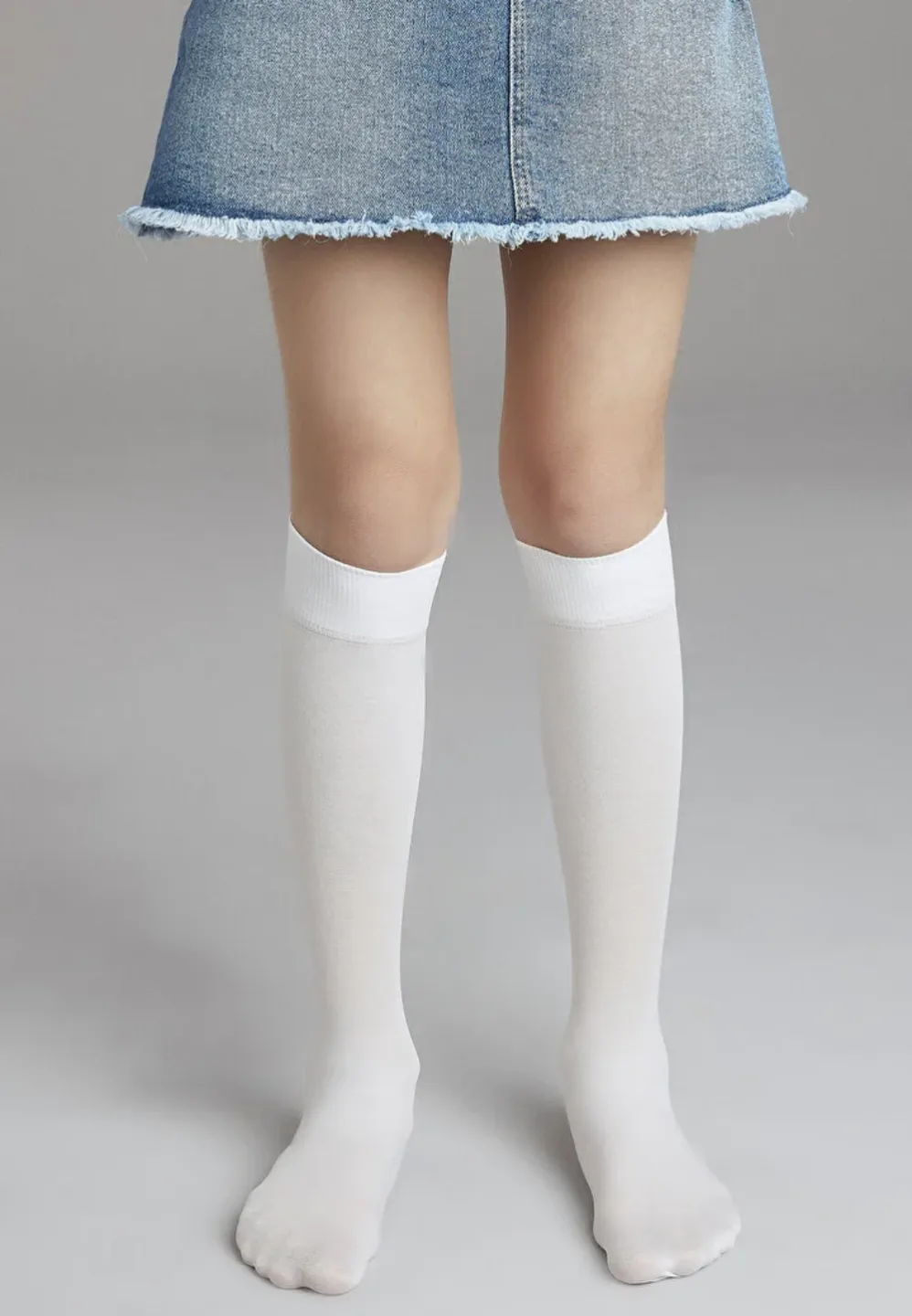 Șosete fetițe Penti Pretty Mikro 40 DEN, până la genunchi, mate, opace, alb - 1