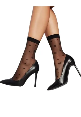 Șosete Penti ,,Puan'' 20 DEN peste gleznă – Negru cu Buline