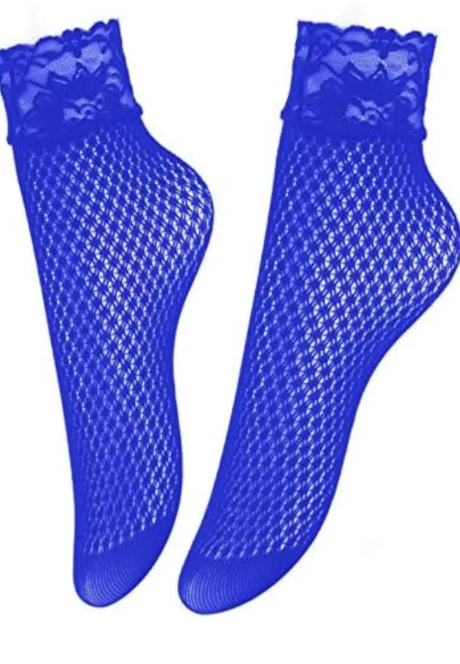 Șosete Penti scurte ,,Dora'' – Albastru, Plasă cu Romburi