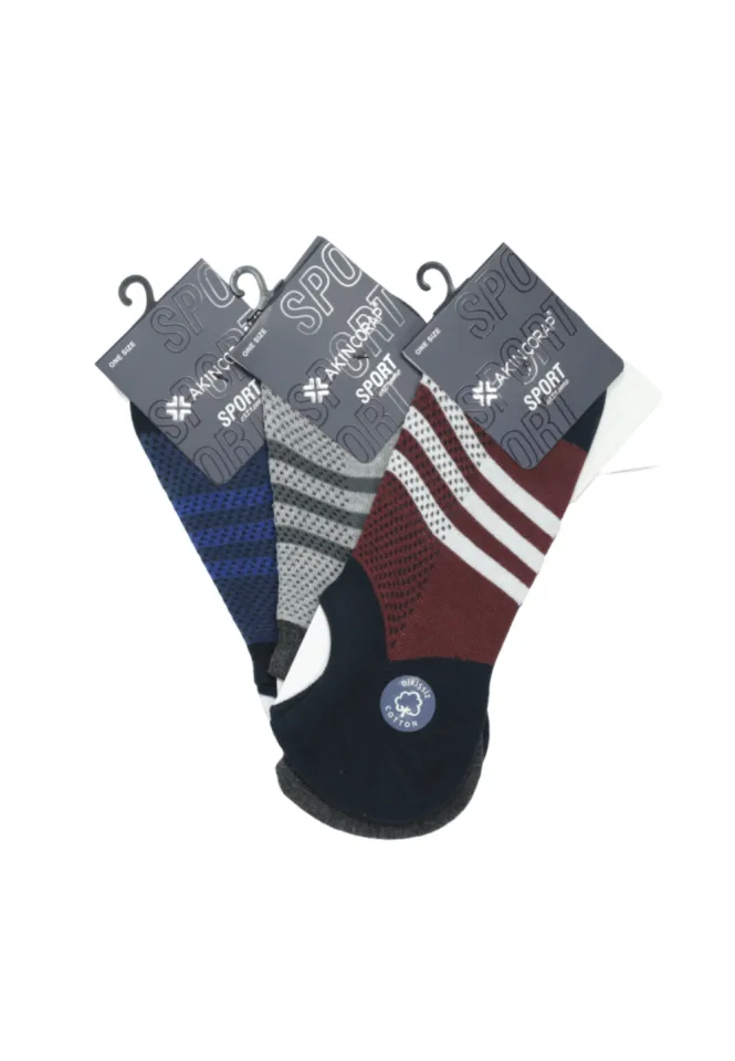 Șosete scurte bărbați cu imprimeu în dungi – set 3 culori
