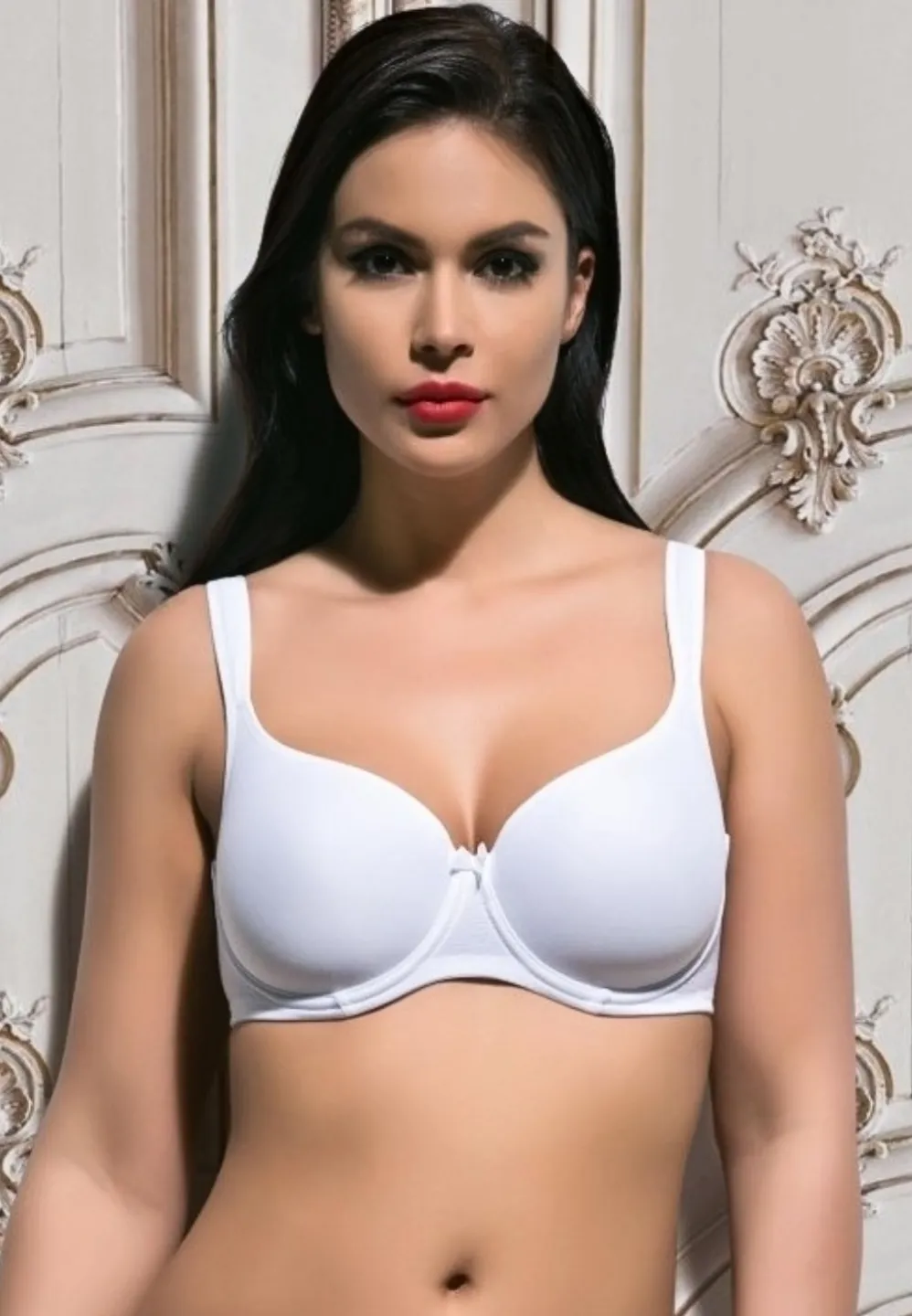 Sutien dama Bella Donna cu burete, bretele nedetașabile, culoare alb - 1