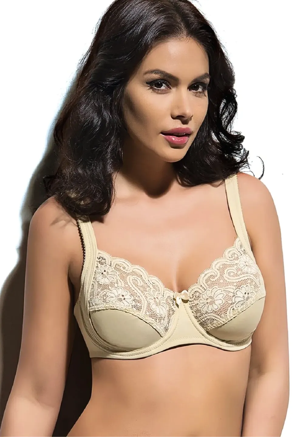 Sutien dama Bella Donna cu dantelă, fără burete, culoare bej - 1