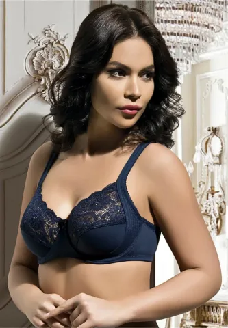 Sutien dama Bella Donna cu dantelă, fără burete, culoare bleumarin