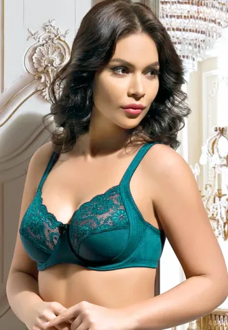 Sutien dama Bella Donna cu dantelă, fără burete, culoare turcoaz
