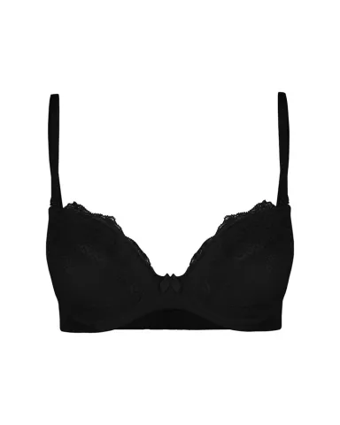 Sutien damă cu dantelă, efect push-up, și sârmă de susținere , culoare negru