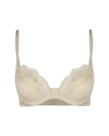 Sutien damă cu dantelă, efect push-up, și sârmă de susținere , culoare bej