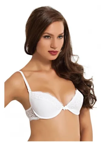 Sutien damă cu efect push-up și dantelă , culoare alb