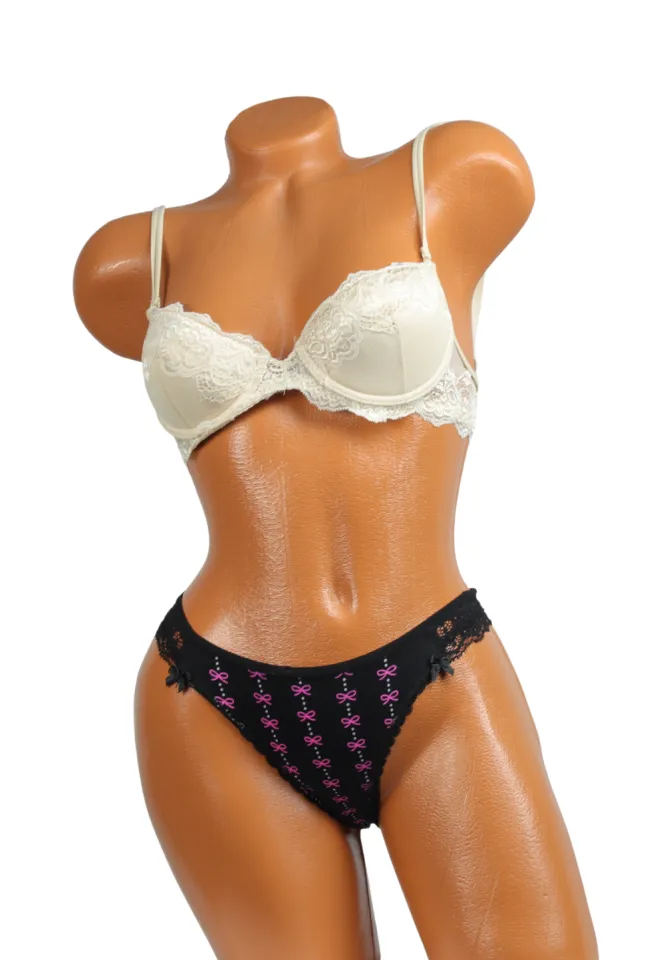 Sutien damă cu efect push-up și dantelă , culoare bej