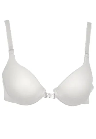 Sutien damă cu prindere frontală, burete si push up, culoare alb hover