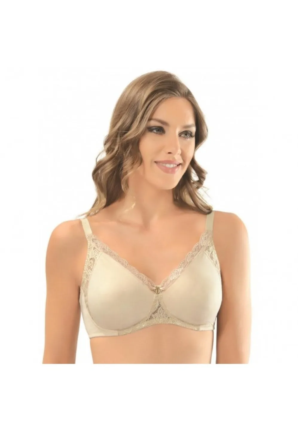 Sutien damă minimizer fără balene și cupe moi, culoare bej - 1