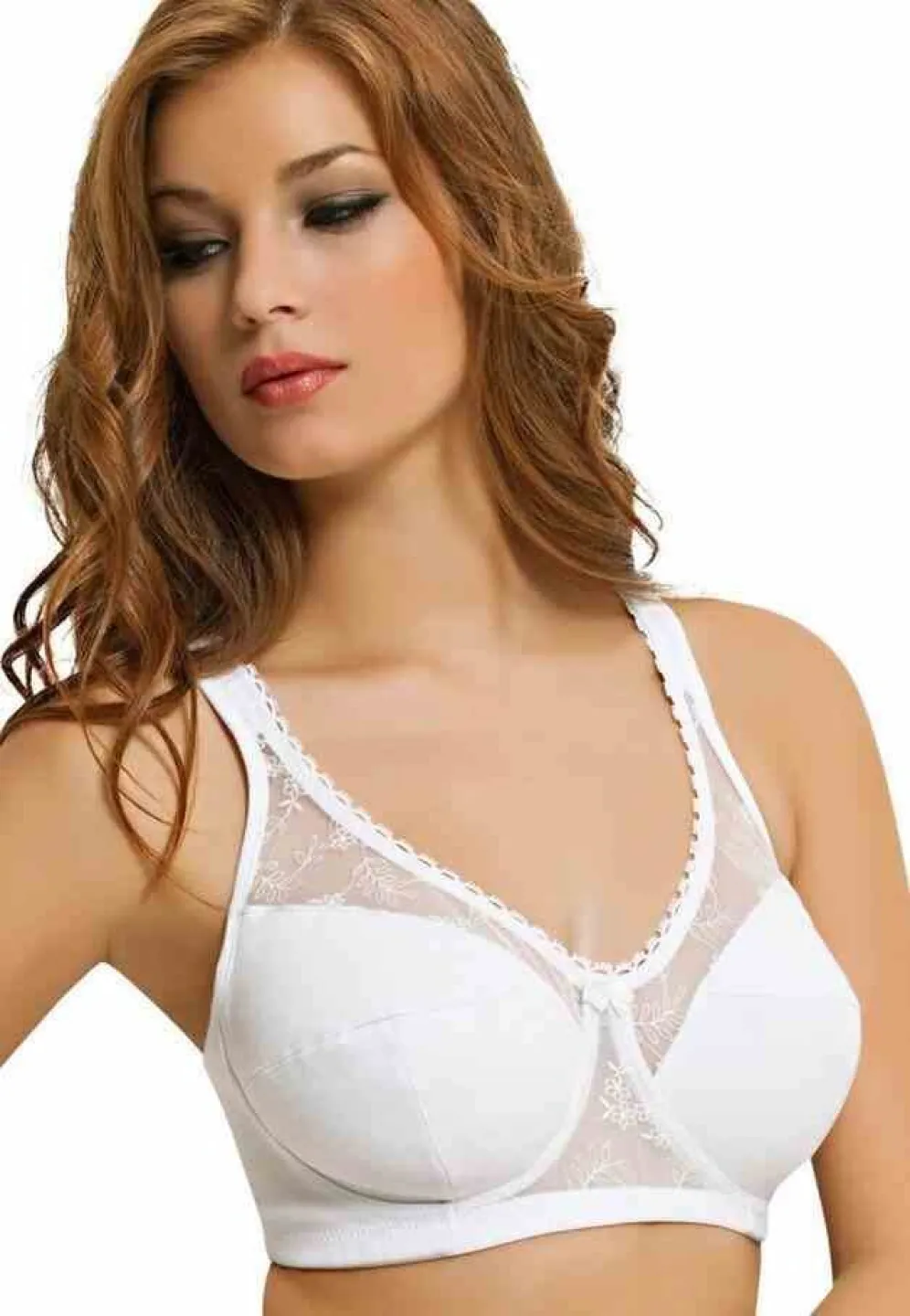 Sutien dama minimizer cu dantelă, culoare alb - 2