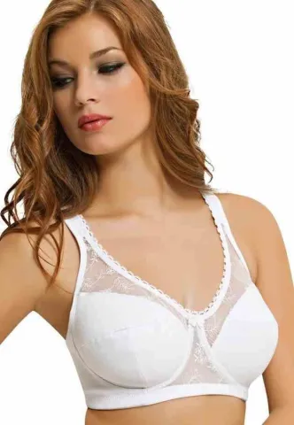 Sutien dama minimizer cu dantelă, culoare alb hover