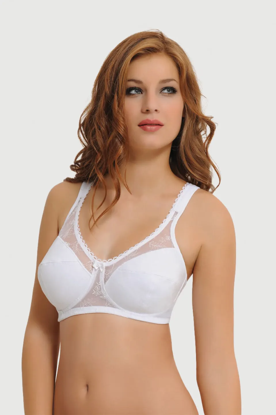 Sutien dama minimizer cu dantelă, culoare alb - 1