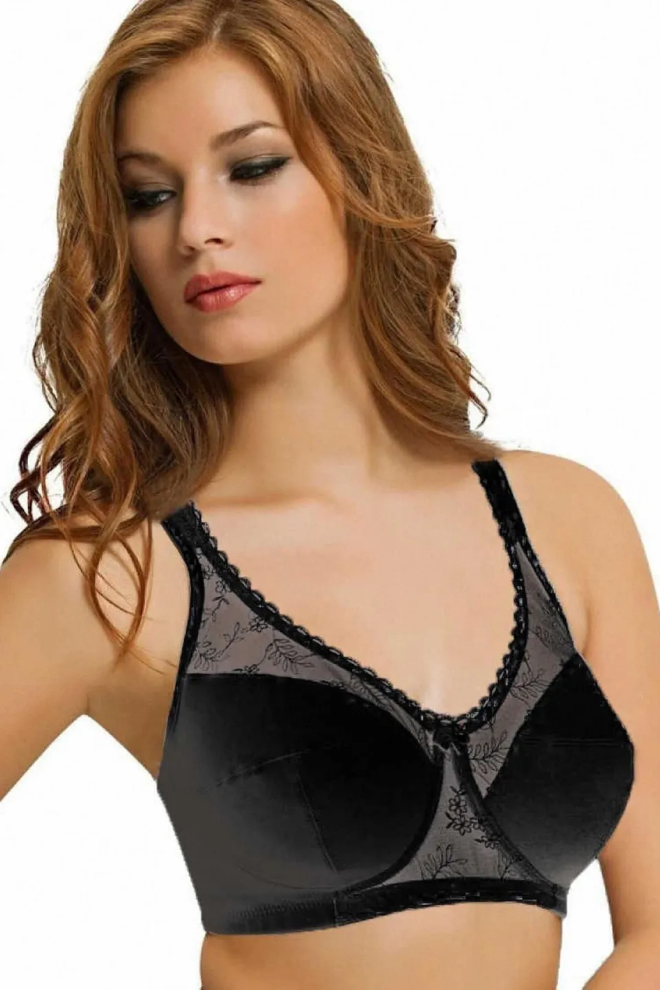 Sutien dama minimizer cu dantelă, culoare negru - 1