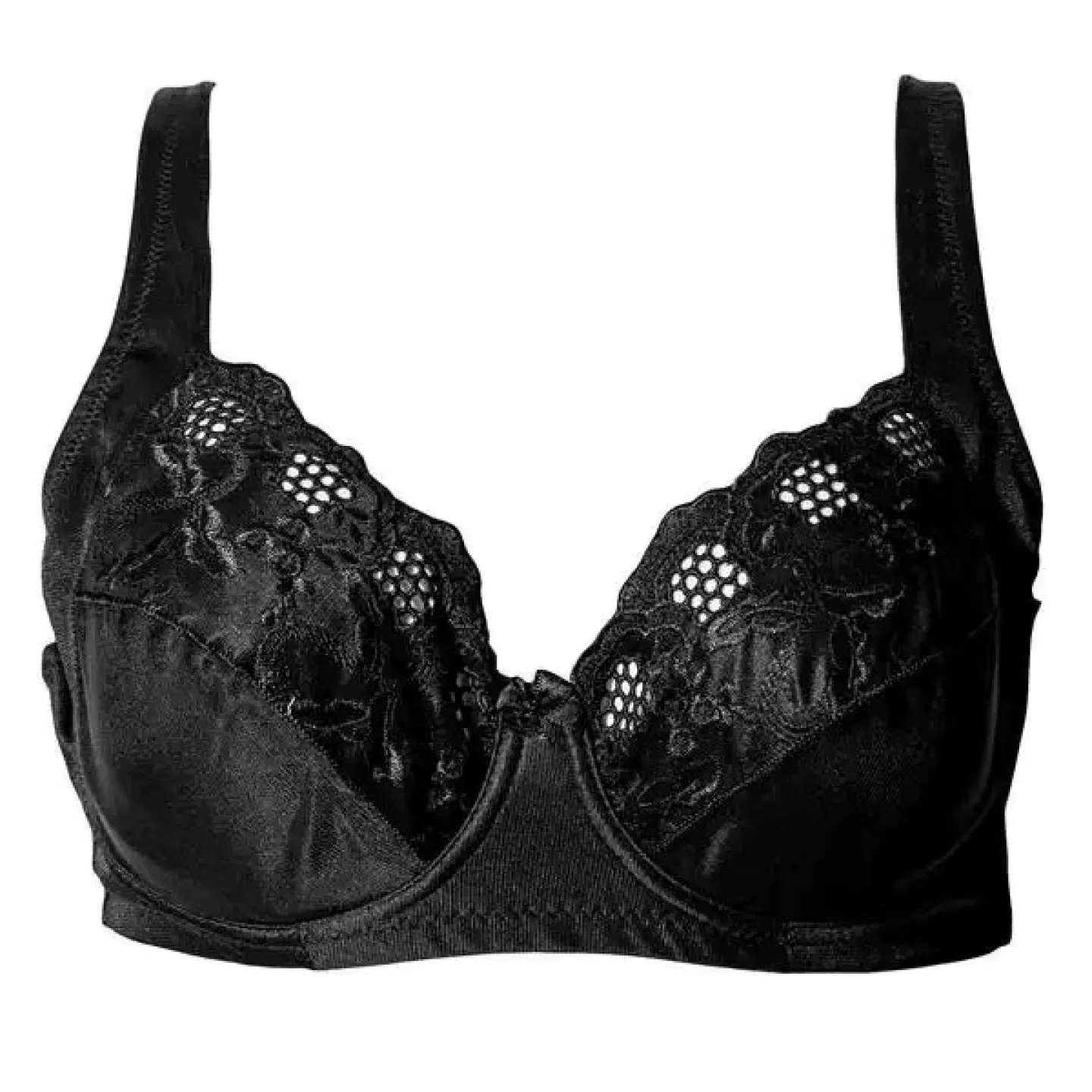 Sutien damă minimizer cu dantelă și cupe moi, culoare negru - 1